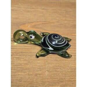 Handmade Art Handblown Glass Sea Turtle Pendant Necklace